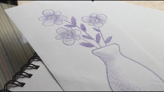 PENCIL  Simple Flower amp Vase  Basic Shading Techniques [upl. by Alegre]