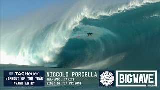 Niccolo Porcella at Teahupoo 2  2016 TAG Heuer Wipeout Entry  WSL Big Wave Awards [upl. by Cadmar399]