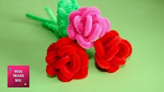 DIY  How to make a rose using pipe cleaner  Spring Crafts [upl. by Zellner]