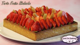 Recette de Tarte Fraise Rhubarbe Amande [upl. by Ydospahr]