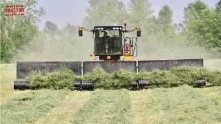 MOWING MERGING HARVESTING Alfalfa with Big Tractors [upl. by Obeded]