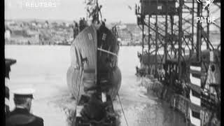 QUIRKY Admirals wife has champagne bath at submarine launch 1938 [upl. by Aika]