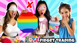 BLINDFOLDED FIDGET TOY TRADING CHALLENGESHE SCAMMED US AGAIN😱😡❌✅😂 [upl. by Marchall]