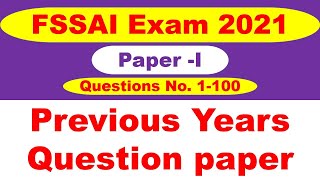 FSSAI Previous year question paper  Paper I [upl. by Aihseuqram]