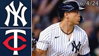 New York Yankees vs Minnesota Twins  Game Highlights  6424 [upl. by Nnaecarg]