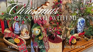 2024 CHRISTMAS ENTRYWAY Decorate with Me  Traditional Holiday Decorating Ideas amp Inspiration [upl. by Adest397]