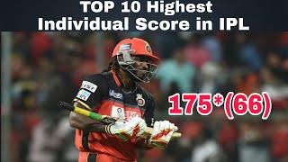 Top 10 highest individual score in IPL 2008 to 2018 [upl. by Enohs]