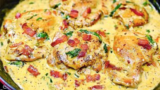 Creamy Garlic Parmesan Chicken Thighs  Easy Chicken Recipe [upl. by Anaz]