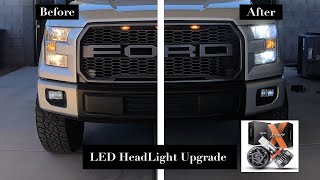 2016 Ford F150 LED HeadLight Bulb Conversion Before amp After [upl. by Eugenie]