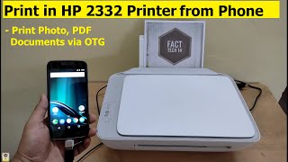 Print in HP 2332 AllinOne Inkjet Printer from Phone using OTG  How to print via OTG in HP Printer [upl. by Norvil]