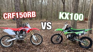 CRF150RB VS KX100  side by side comparison [upl. by Aillij]