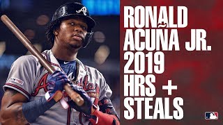 All of Ronald Acuña Jrs home runs and steals from 2019 [upl. by Aizirk713]