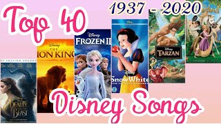 Top 40 Disney Songs 1937  2020 Play On The DISNEY Music [upl. by Aninad]