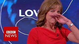 BBC weather presenter giggles through forecast  BBC News [upl. by Peter]