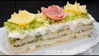 PASTEL DE ATÚN FRIO FÁCIL Y RÁPIDO O SANDWICHÓN DE ATÚN [upl. by Lilhak]