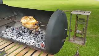 BBQ Tourne broche mécanique avec horloge comtoise [upl. by Nosrettap244]