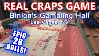 GUY HAS EPIC 28 ROLLS  Live Craps Game 17  Binions Casino Las Vegas NV  Inside the Casino [upl. by Anirt]