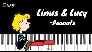 Linus amp Lucy  A Charlie Brown Christmas  EASY Piano Tutorial [upl. by Conner523]