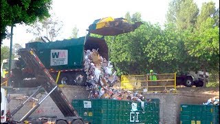 Waste Management Recycling Trucks Unloading [upl. by Ilrebmyk39]