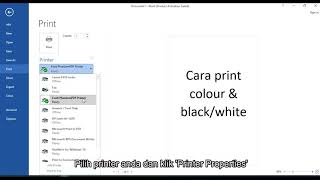 Cara Print Black amp White atau Colour Melalui Microsoft Word [upl. by Baler901]