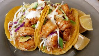 Baja Shrimp Tacos with Homemade Baja Sauce  EASY amp Delicious [upl. by Doownel]