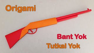 KAĞITTAN TÜFEK YAPIMI   Tutkal Yok  Bant Yok    Origami [upl. by Elagibba]