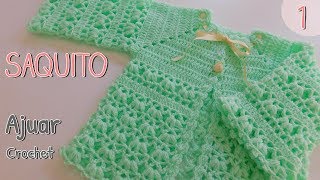 Como tejer un ajuar Saquito o jersey para bebe a crochet 12 [upl. by Hollis]