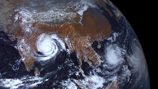 Three Cyclones As Seen From Space At The Same Time  4K [upl. by Dyraj]