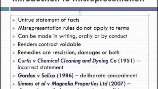 Misrepresentation Lecture 1 of 4 [upl. by Stearne]