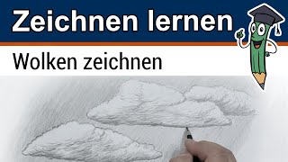 WOLKEN ZEICHNEN  Praxisübung Schraffieren lernen  Zeichnen lernen OnlineKurs [upl. by Llesram]