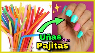 UÑAS POSTIZAS CON PAJITAS de PLÁSTICO  NatyGloss [upl. by Oniger]