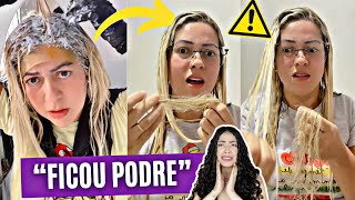 O CABELO CAIU MAS FICOU LOIRA Perdeu quase TODO o cabelo com luzes [upl. by Guevara]