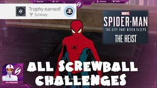 Screwy Trophy Guide  All Screwball Challenges on Spectacular  Spider Man DLC Episode 1 The Heist [upl. by Hegyera]