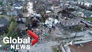 Nashville tornado Drone footage shows incredible path of destruction and damage [upl. by Akcirederf]