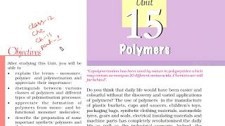 NCERT\CBSE class 12 chemistry chapter 15 Polymers part 1 [upl. by Daffi862]