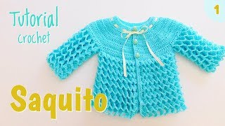 Como tejer un saquito chambrita a crochet Panal de Abeja 1 de 2 [upl. by Gretta41]