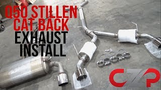 Infiniti Q50 VR30 Stillen Cat Back Exhaust Install  Sound  Dyno [upl. by Enihpad]