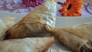 Phyllo Dough  Filo Triangles Meat amp Cheese  Video Recipe [upl. by Eugen]