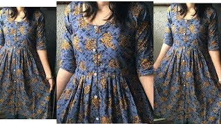 DIY Front Open Kurti Cutting and Stitching Front Button Placket Kurti cutting and stitching [upl. by Zelde]