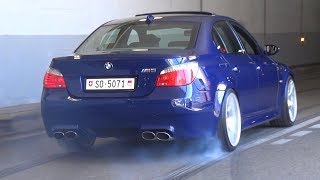 BMW M5 E60 with Eisenmann Race Exhaust  LOUD V10 Sound amp Burnouts [upl. by Lanahtan]