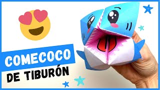 Cómo hacer un COMECOCOS de PAPEL en forma de 🦈TIBURÓN🦈 muy fácil para NIÑOS [upl. by Ot]