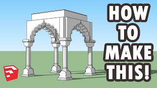 Modeling Indian Arch using SketchUp  no extensions needed [upl. by Ardnahc]