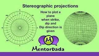 Stereographic projection  Structural Geology  How to plot a Plane in Stereonet  Type 1 [upl. by Anehsak571]