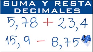 Suma y resta de números decimales [upl. by Nahsor629]