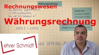 Währungsrechnung  Umrechnung EUR  USD  Rechnungswesen  Lehrerschmidt [upl. by Yanahc]