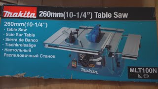 Makita MLT100N  260mm 30mm Table Saw with Brake Soft Start unboxing overview [upl. by Matelda]