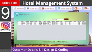 9 Hotel Management System in java  Customer Details Bill Page JFrame Mysql Database Netbeans [upl. by Bamby789]