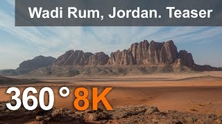 360 video Wadi Rum Desert The Valley of the Moon Jordan Teaser 8K aerial video [upl. by Adnoloy]