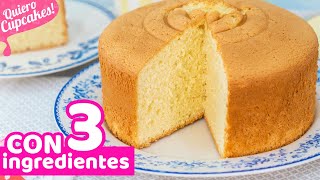 BIZCOCHO EXTRA ESPONJOSO CON 3 INGREDIENTES  RECETA FÁCIL  Quiero Cupcakes [upl. by Kcirddec856]